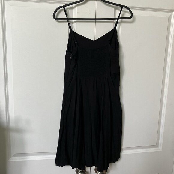Old Navy Cami Mini Dress Womens L Black Shirred Neutral Swing Rayon - Picture 3 of 10